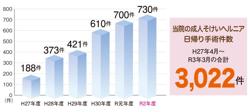 成人鼠径ヘルニア手術件数2729件