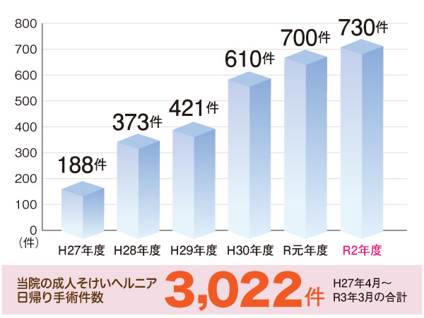 成人鼠径ヘルニア手術件数2729件